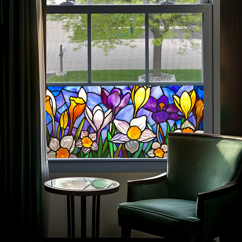 Colored flower static glass sticker
