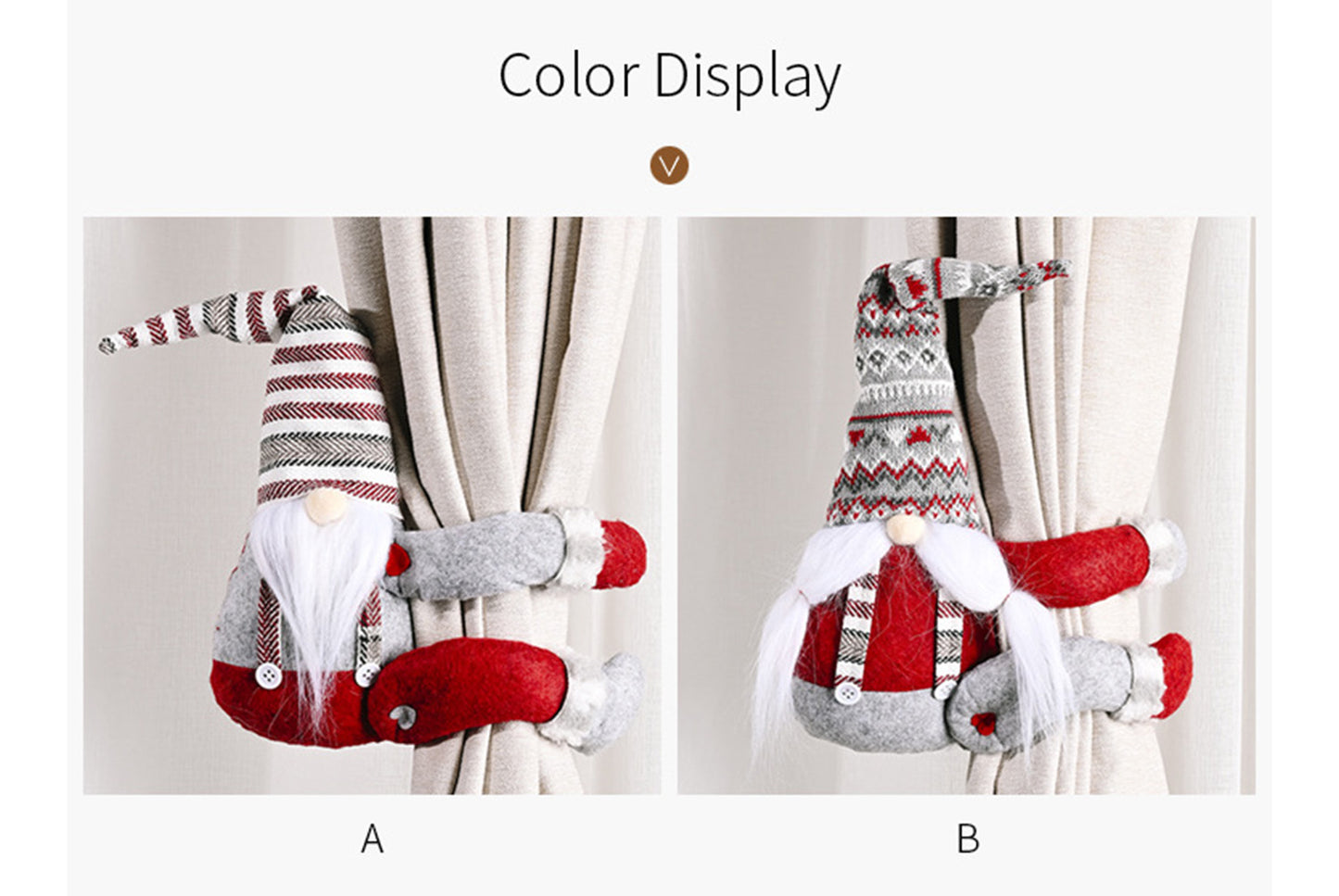 **Christmas Striped Hat Forest Old Man Curtain Clip Decoration**