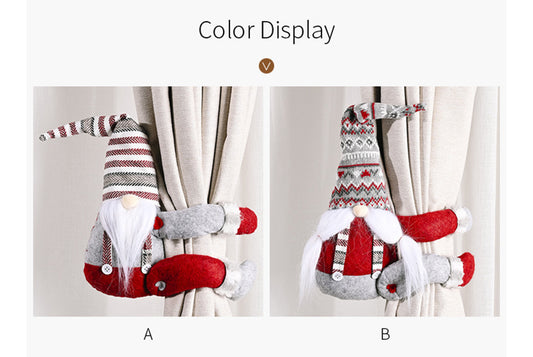 **Christmas Striped Hat Forest Old Man Curtain Clip Decoration**