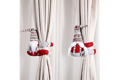 **Christmas Striped Hat Forest Old Man Curtain Clip Decoration**