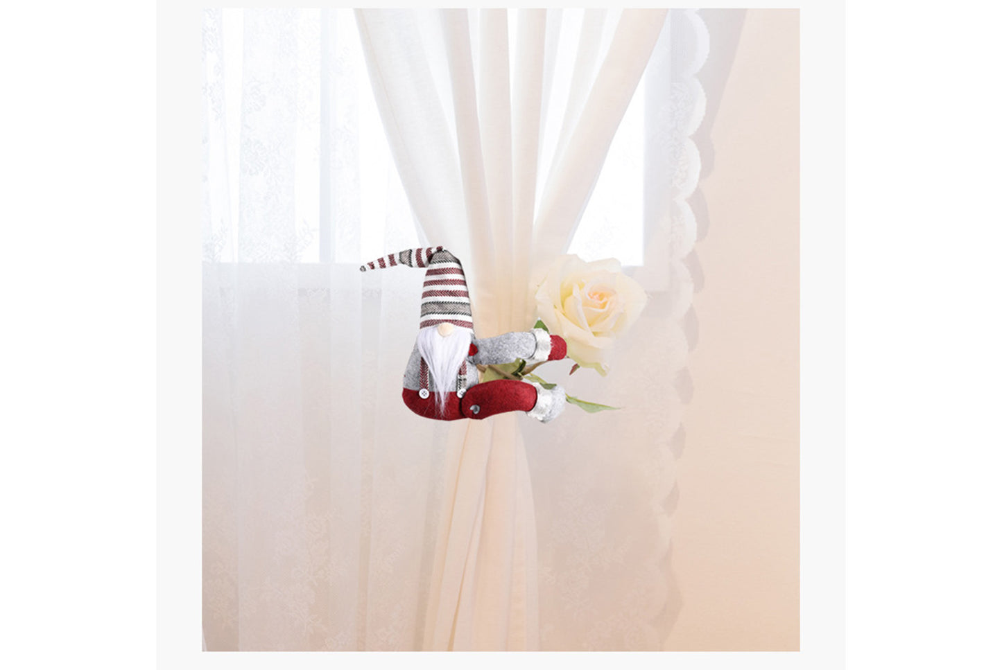 **Christmas Striped Hat Forest Old Man Curtain Clip Decoration**