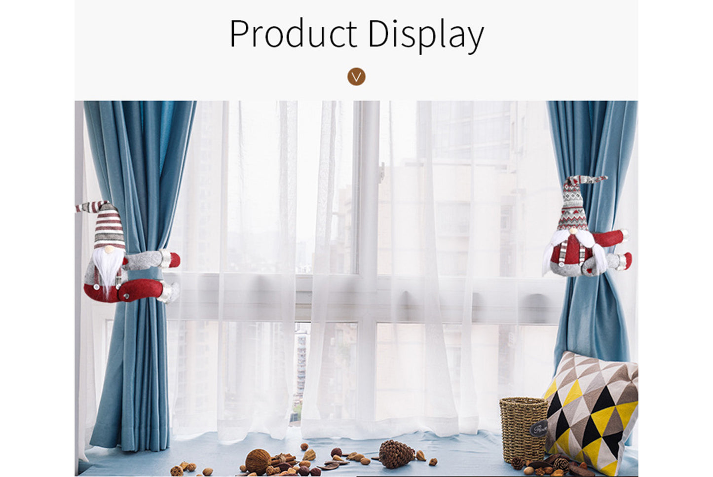 **Christmas Striped Hat Forest Old Man Curtain Clip Decoration**