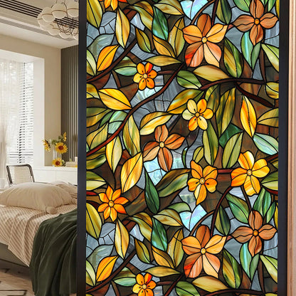 Double-sided colorful flower static glass sticker