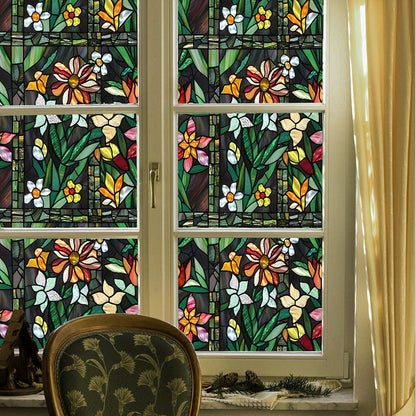 Double-sided colorful flower static glass sticker