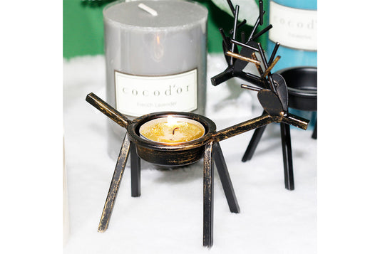 **Creative Antique Bronze Deer Candle Holder (Aged Style)**