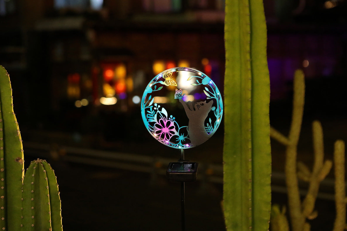 LED Iron Art Solar Garden Animal Silhouette Ground Light