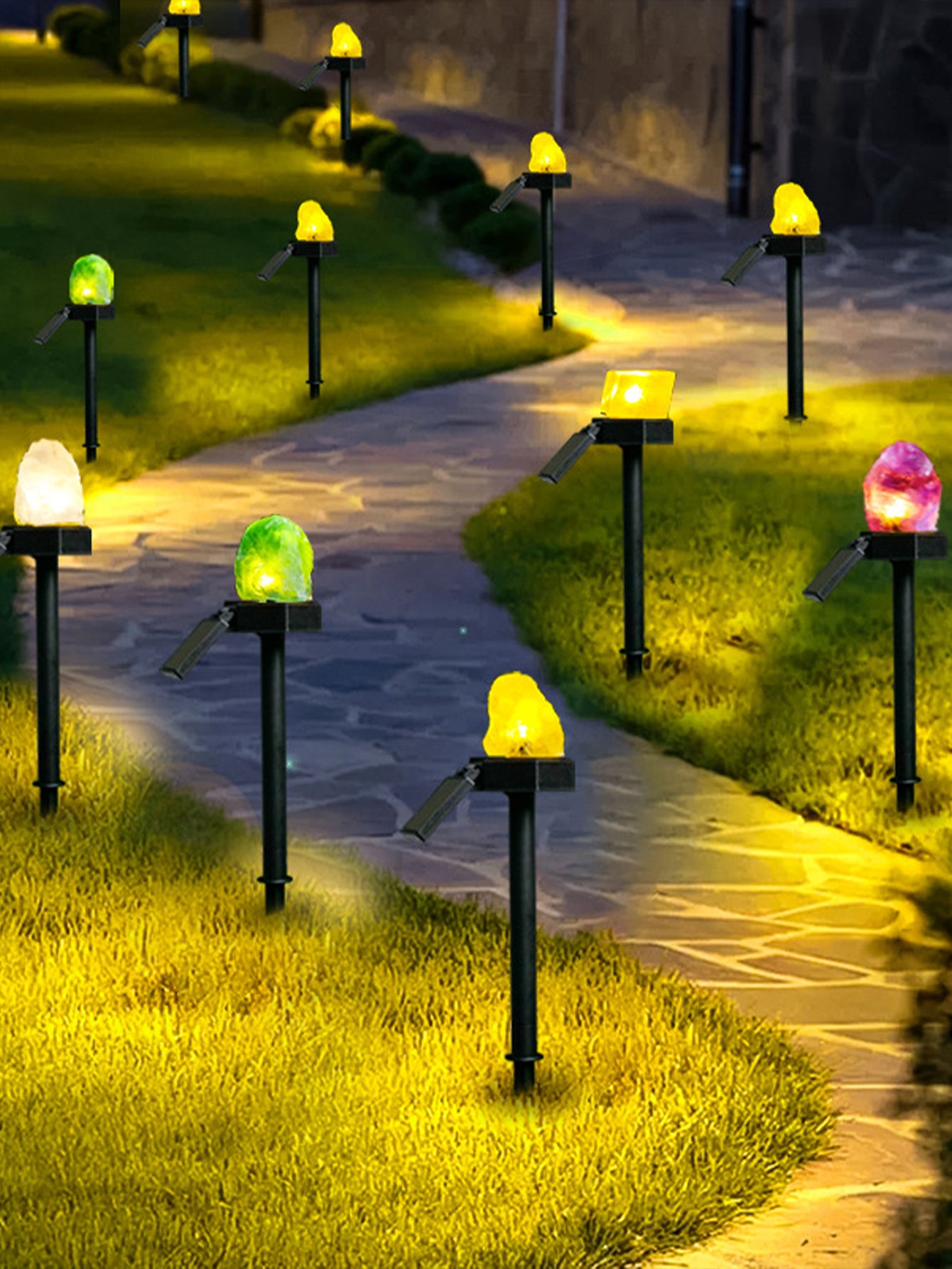 Natural crystal solar lawn light