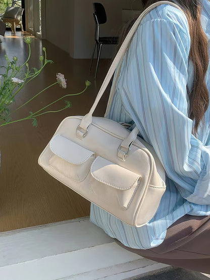 Minimalist Underarm Tote - Compact Commuter Bag with Hidden Compartment - 2 Colours