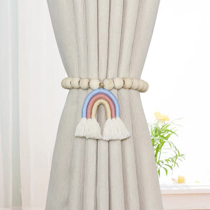 Punch-free rainbow tassel curtain tie