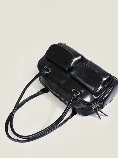 Minimalist Underarm Tote - Compact Commuter Bag with Hidden Compartment - 2 Colours