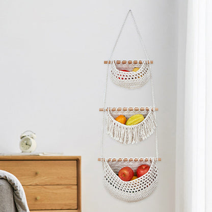 Three-layer fruit net storage basket