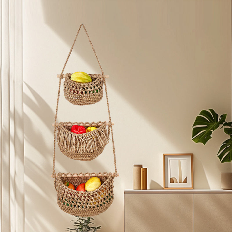 Three-layer fruit net storage basket