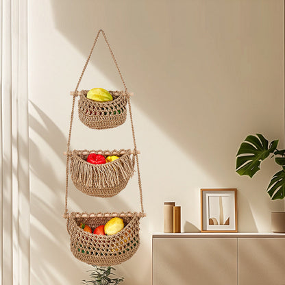 Three-layer fruit net storage basket