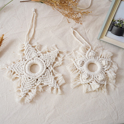 Hand-woven five-pointed star pendant