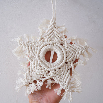 Hand-woven five-pointed star pendant