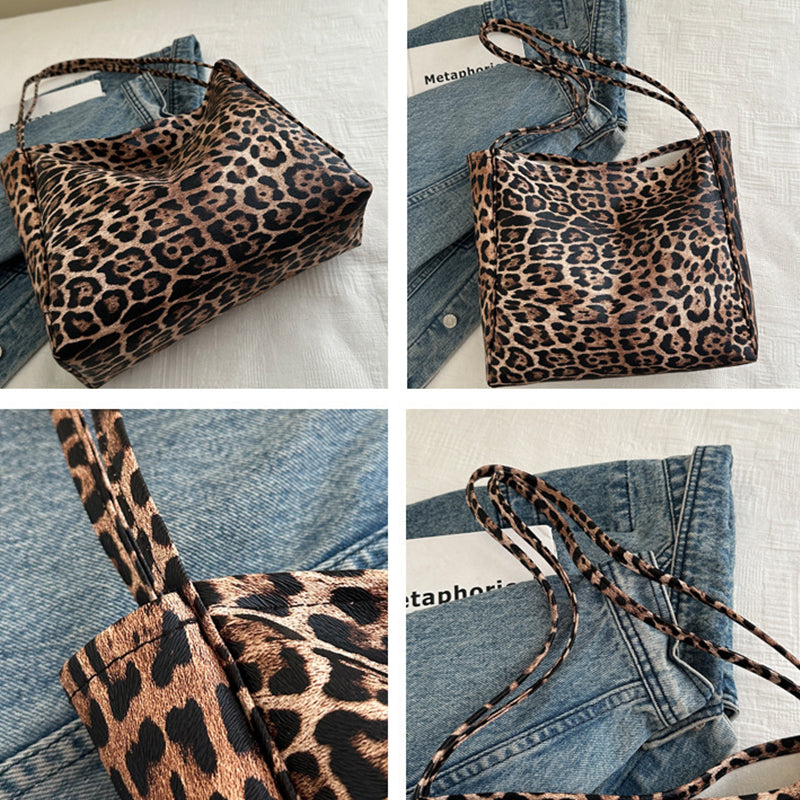 Fashionable leopard print tote bag