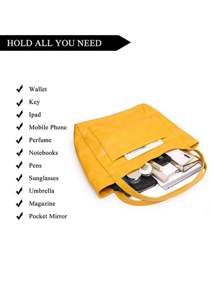Vintage Style PU Leather Tote Bag - 7 Colours