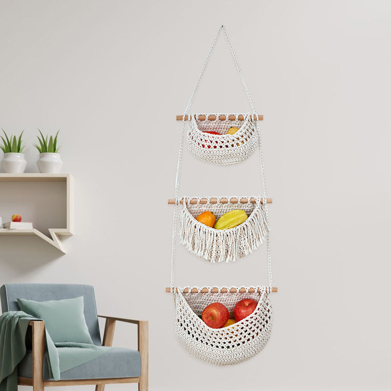 Three-layer fruit net storage basket