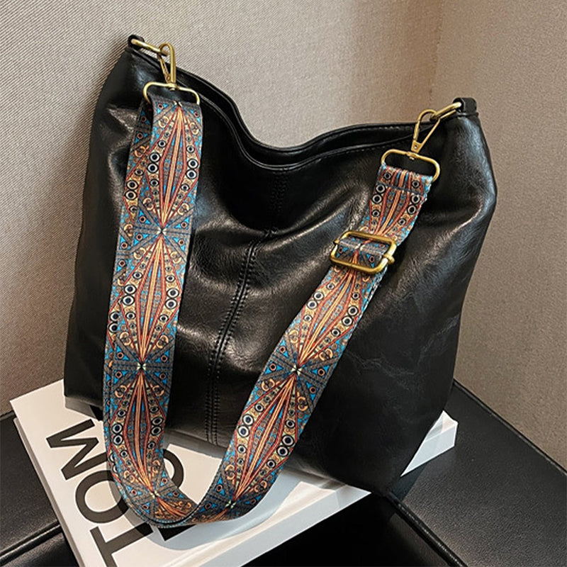 Retro geometric print sling bag