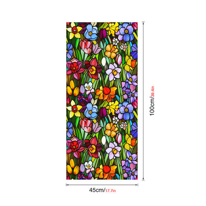 Double-sided colorful flower static glass sticker