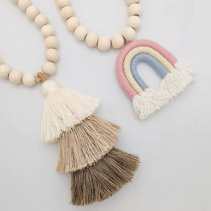 Punch-free rainbow tassel curtain tie