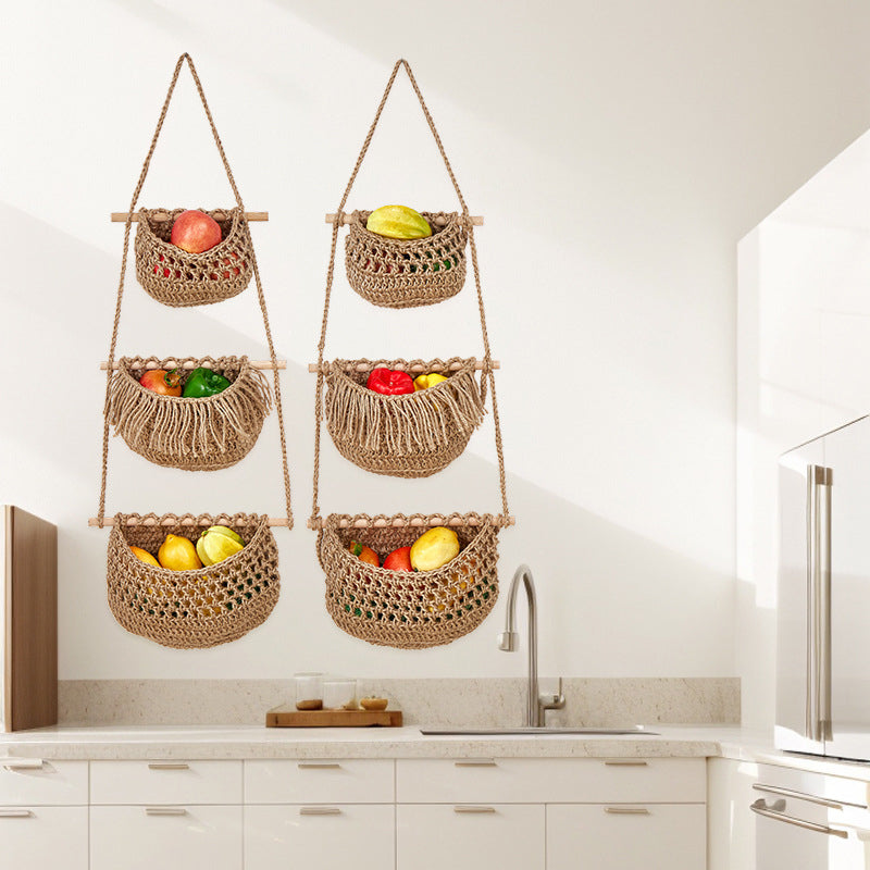 Three-layer fruit net storage basket