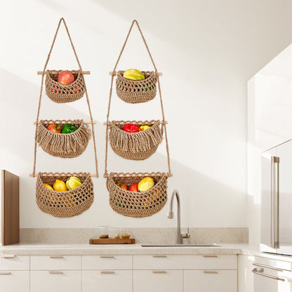Three-layer fruit net storage basket
