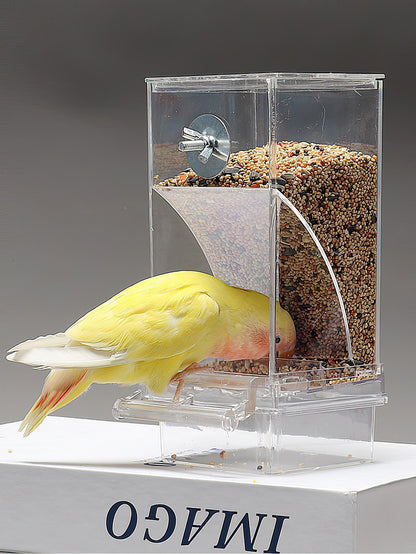 Parrot Bird Feeder Anti-Spill Automatic Dispenser with Husk Separation