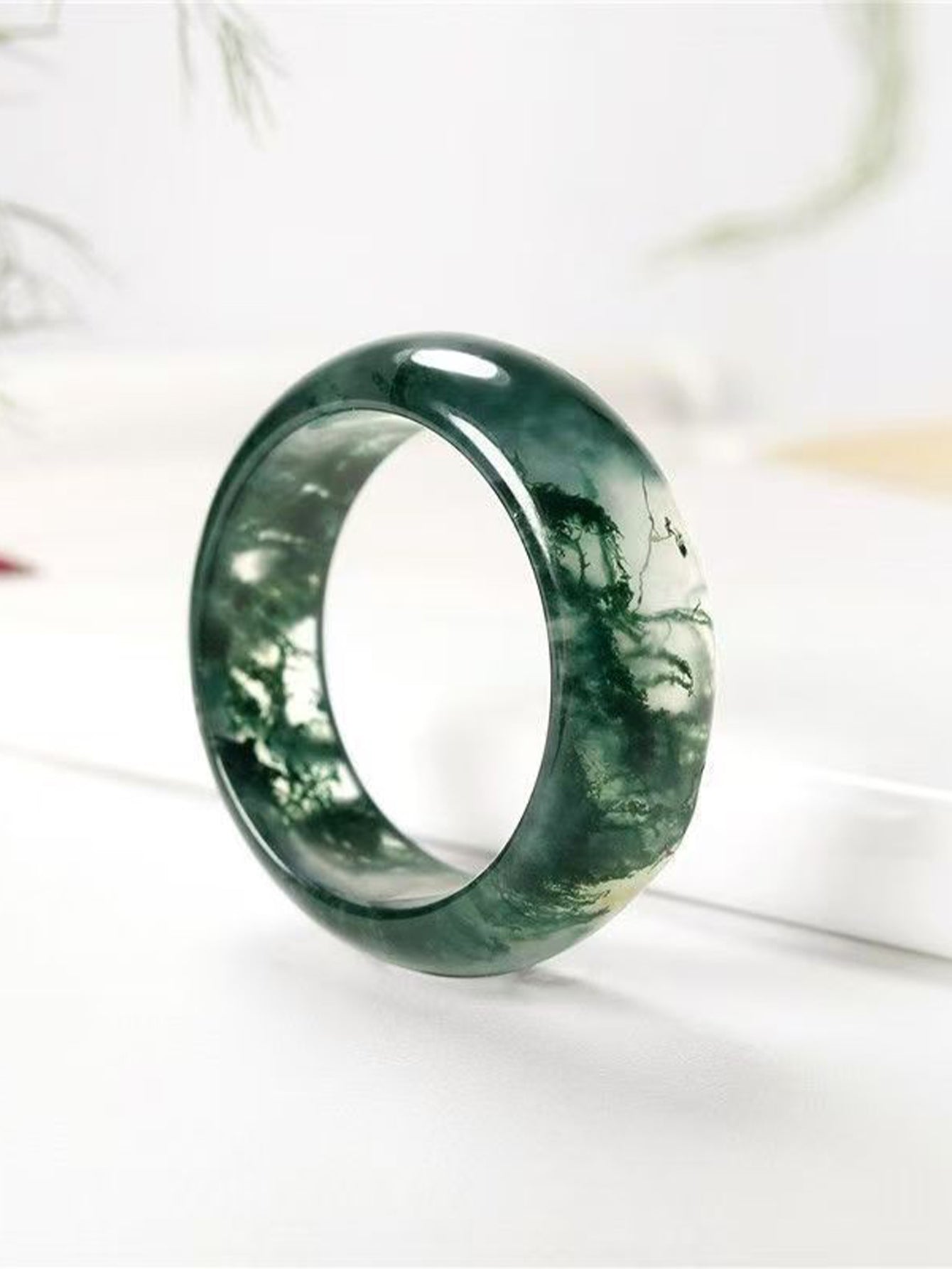 Natural Water Grass Agate Ring