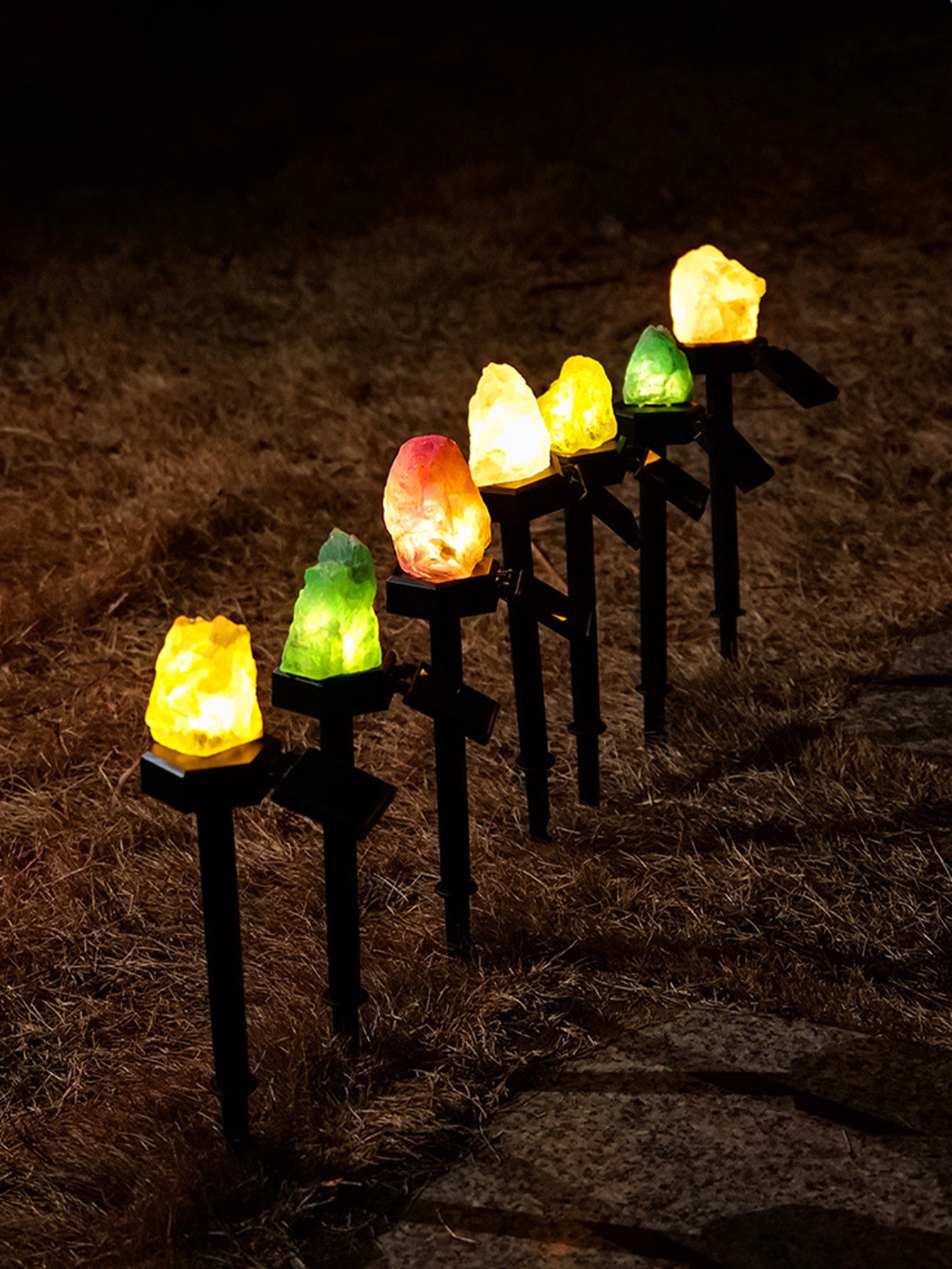 Natural crystal solar lawn light