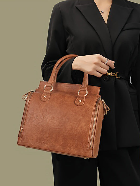 Brown PU Tote Bag