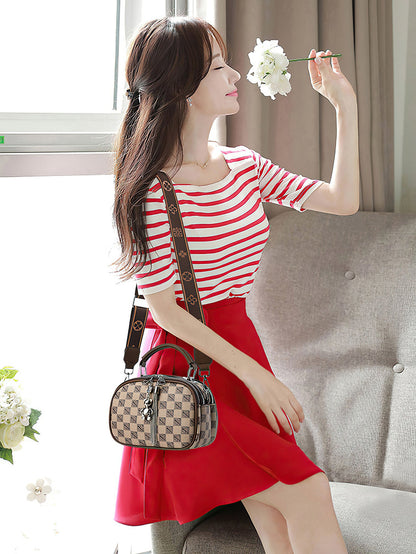 Versatile Shoulder Bag for Women: Retro Crossbody with Wide Strap & Bear Charm - 9 Colours