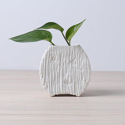 Simple plain fired hydroponic white porcelain flower pot