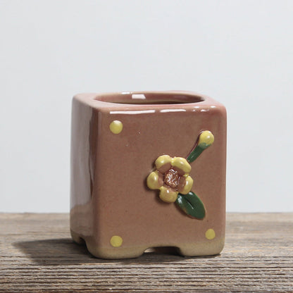 Simple breathable ceramic succulent flower pot