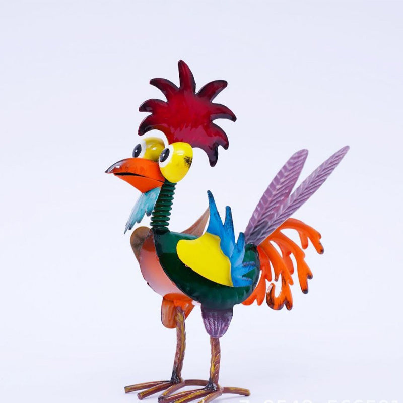 Colorful iron rooster ornaments