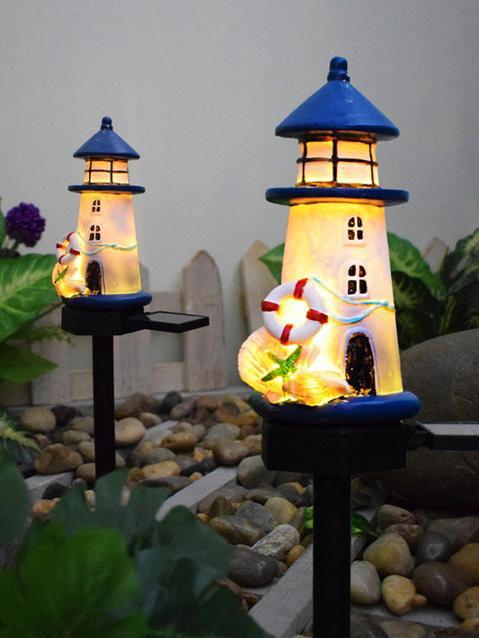 Solar outdoor resin lighthouse light