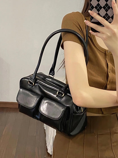 Minimalist Underarm Tote - Compact Commuter Bag with Hidden Compartment - 2 Colours