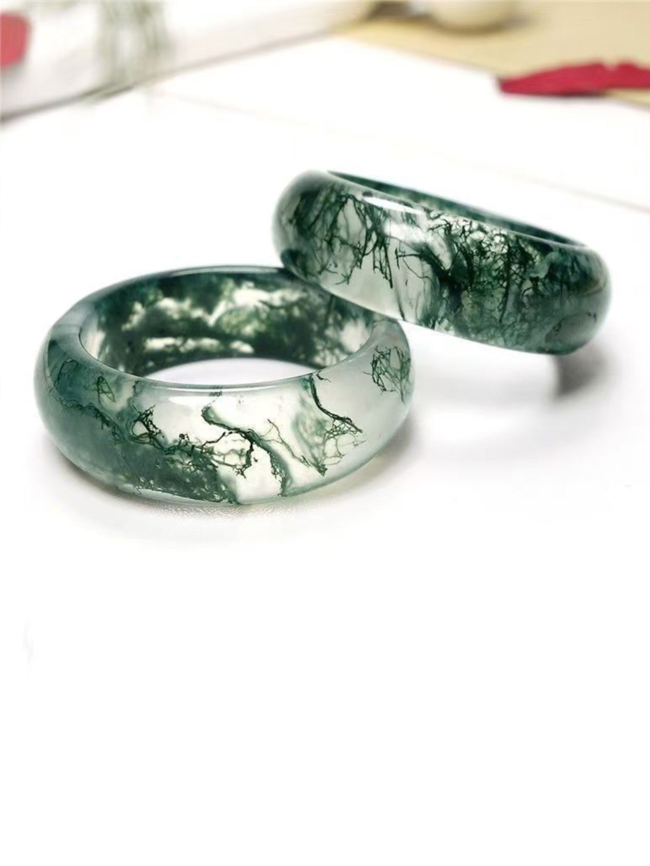Natural Water Grass Agate Ring