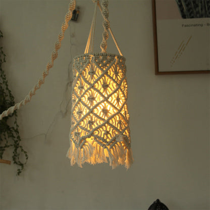 Hand-woven pendant lampshade