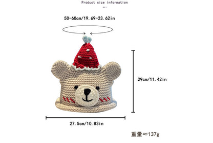 **Handmade Teddy Bear Knitted Hat (Sweet and Warm Autumn/Winter Wool Hat)**