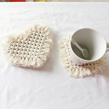 Hand-woven heart coasters