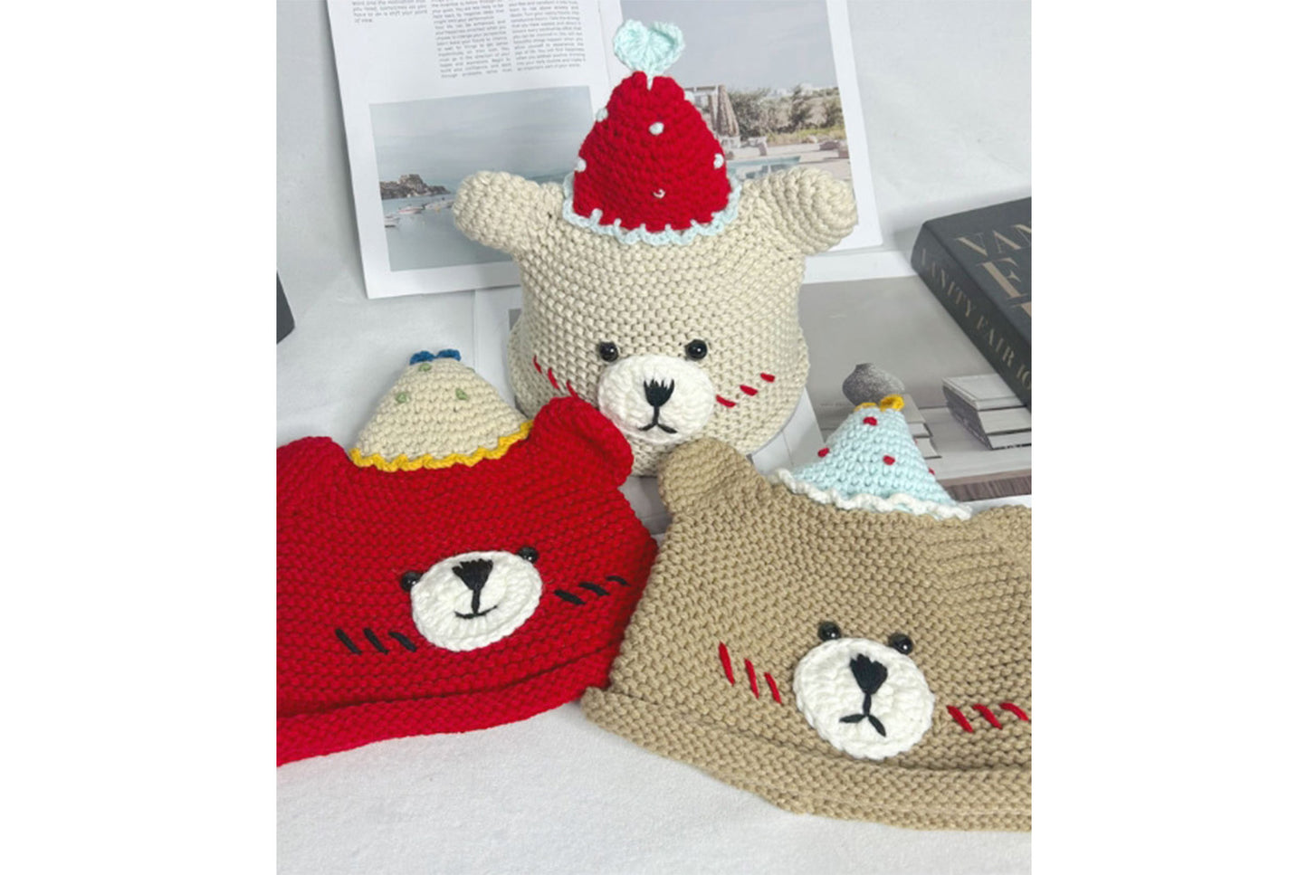 **Handmade Teddy Bear Knitted Hat (Sweet and Warm Autumn/Winter Wool Hat)**