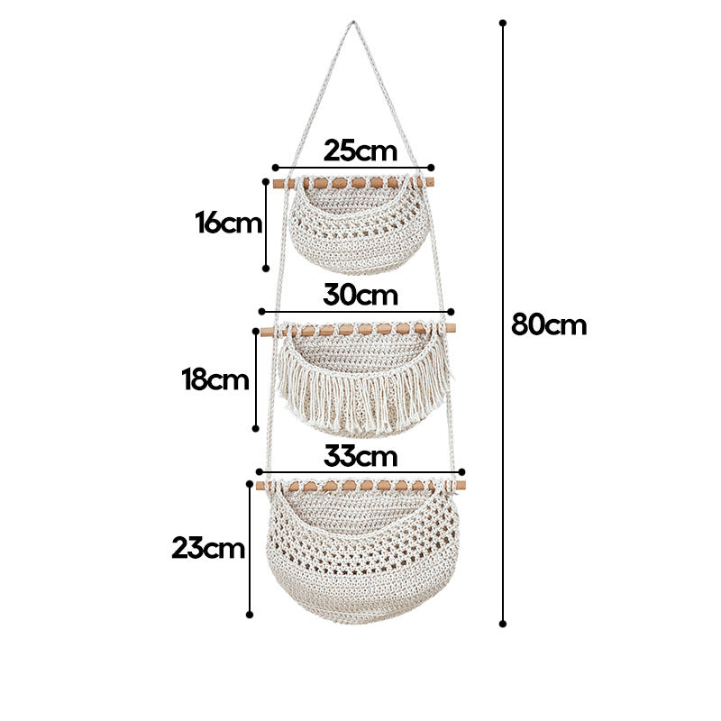 Three-layer fruit net storage basket