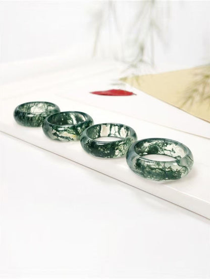 Natural Water Grass Agate Ring