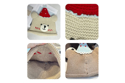 **Handmade Teddy Bear Knitted Hat (Sweet and Warm Autumn/Winter Wool Hat)**
