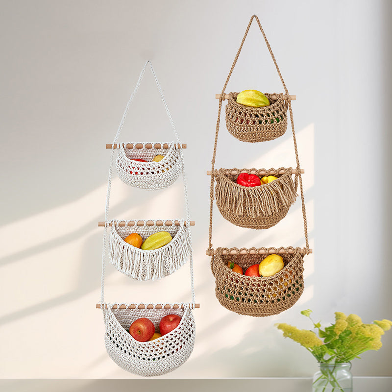 Three-layer fruit net storage basket