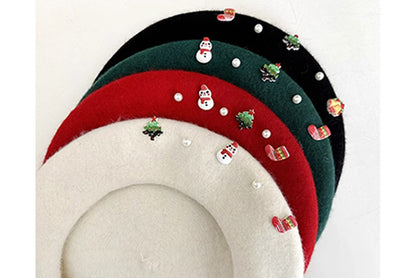 **Children's Christmas Wool Beret (Winter Painter's Hat)**
