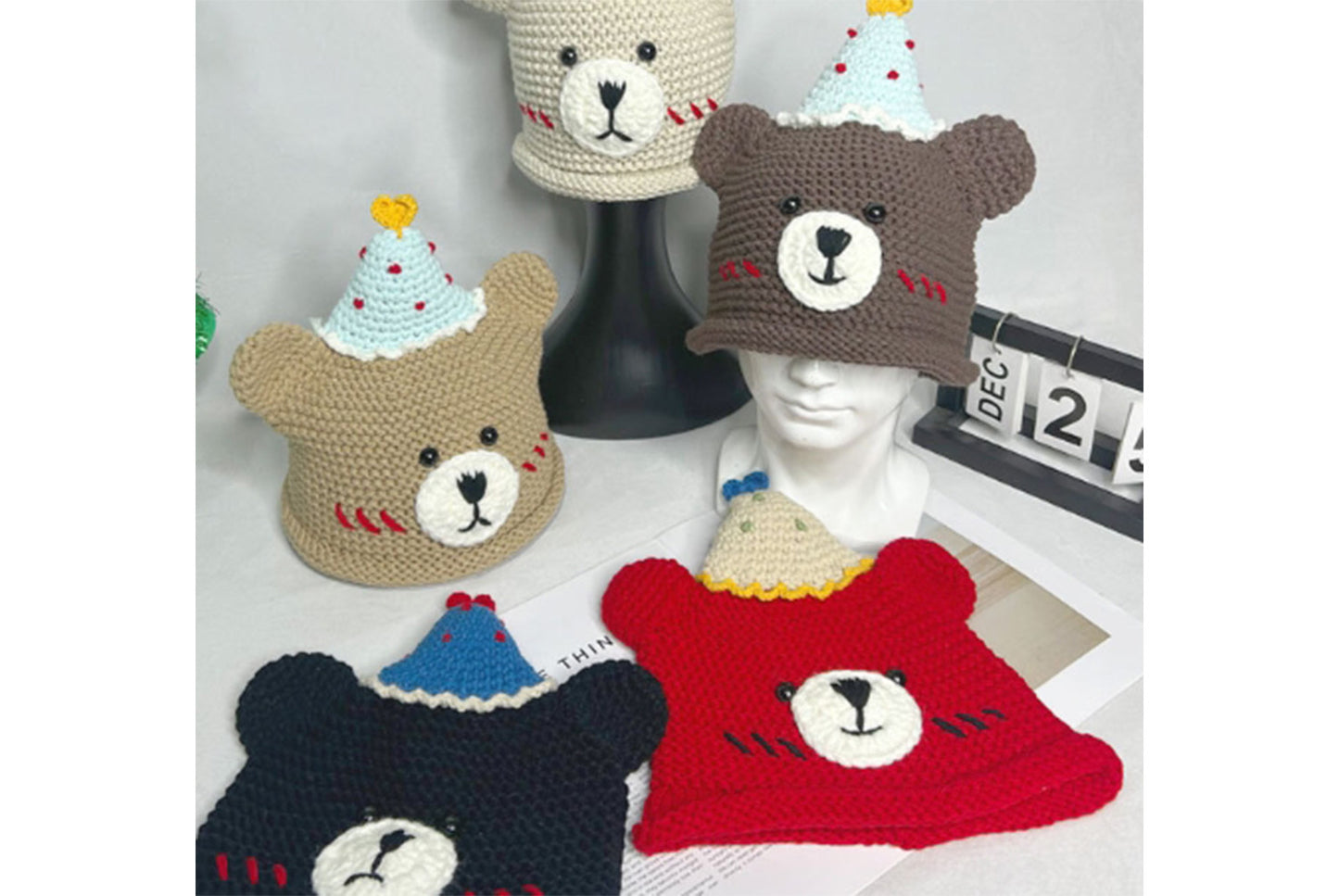 **Handmade Teddy Bear Knitted Hat (Sweet and Warm Autumn/Winter Wool Hat)**
