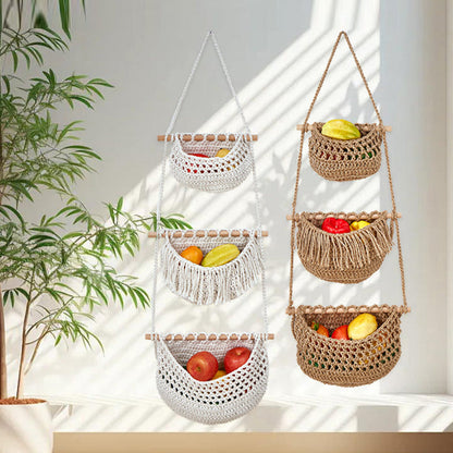 Three-layer fruit net storage basket