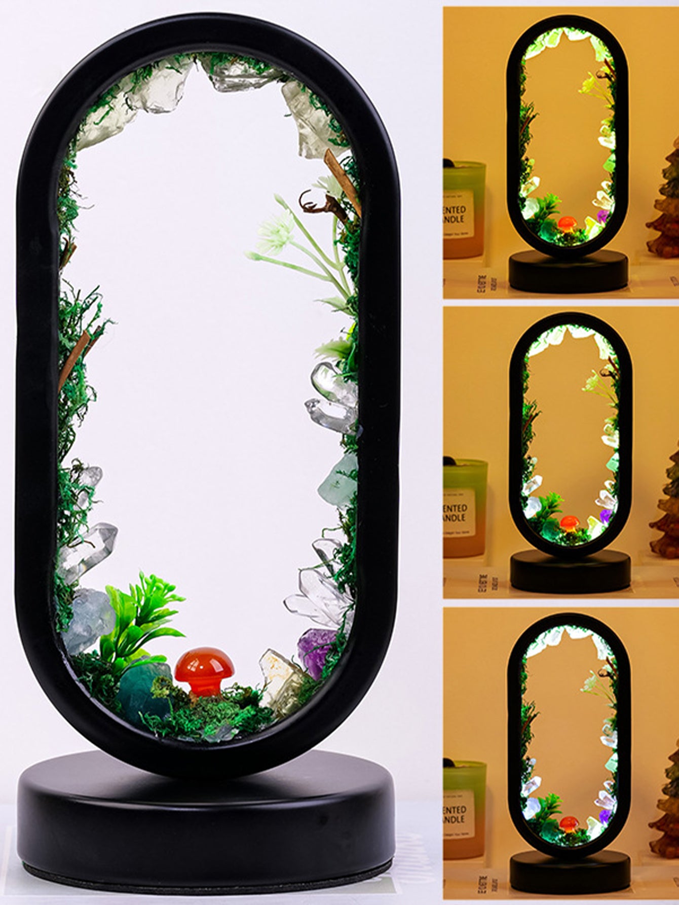 Natural crystal raw stone forest mushroom lamp